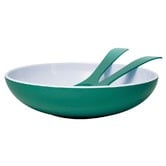 Meloware 3 Piece Royal Green Deluxe Melamine Salad Bowl &amp; Server Set