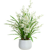 pollen &amp; fauna 78cm Faux Cream Dancing Lady Orchid Plant in Ceramic Pot