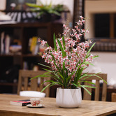 pollen &amp; fauna 78cm Faux Pink Dancing Lady Orchid Plant in Ceramic Pot