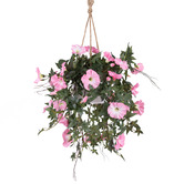 pollen &amp; fauna 75cm Pink Faux Morning Glory in Hanging Planter