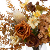 pollen &amp; fauna 50cm Orange Faux Rose &amp; Cosmo Flower Arrangement with Vase
