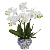 pollen &amp; fauna 72cm Faux Orchid with Footed Bowl