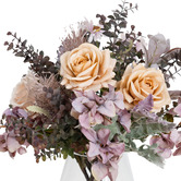 pollen &amp; fauna 50cm Purple Faux Rose &amp; Cosmo Flower Arrangement with Vase