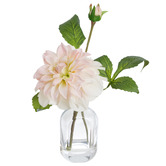 pollen &amp; fauna 20cm Mauve Faux Dahlia with Glass Vase
