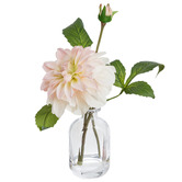 pollen &amp; fauna 20cm Mauve Faux Dahlia with Glass Vase