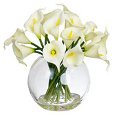 pollen &amp; fauna 27cm White Faux Calla Lily with Glass Bowl