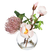 pollen &amp; fauna 25cm Pink Faux Magnolia Arrangement with Vase