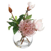 pollen &amp; fauna 25cm Pink Faux Magnolia Arrangement with Vase
