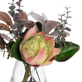 pollen &amp; fauna 28cm Faux Protea &amp; Eucalyptus Arrangement in Vase