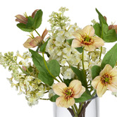 pollen &amp; fauna 32cm White Faux Lilac Mixed Arrangement in Glass Vase