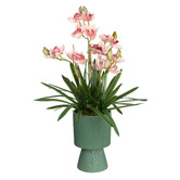 pollen &amp; fauna 90cm Pink Potted Faux Cymbidium Flower