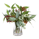 pollen &amp; fauna 50cm Faux Bottle Brush &amp; Eucalyptus Arrangement in Glass Vase