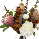 pollen &amp; fauna 62cm Faux Protea &amp; Peony Mixed Arrangement with Glass Vase
