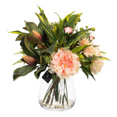 pollen &amp; fauna 58cm Faux Peony &amp; Leucospermum Arrangement with Vase