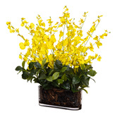 pollen &amp; fauna 65cm Faux Dancing Lady Orchid in Glass Vase