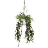 pollen &amp; fauna 80cm Potted Faux Hanging Leather Fern Arrangement