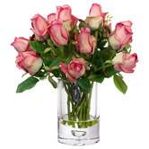 pollen &amp; fauna 38cm Faux Rose Arrangement with Glass Vase