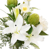 pollen &amp; fauna 48cm White Faux Lily Mixed Arrangement in Glass Vase