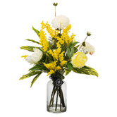 pollen &amp; fauna 72cm Faux Dahlia Arrangement in Glass Vase
