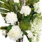 pollen &amp; fauna 85cm Faux Peony &amp; Wisteria Arrangement with Glass Vase