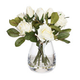 pollen &amp; fauna 25cm White Faux Rose with Vase