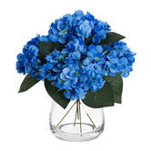 pollen &amp; fauna 30cm Blue Faux Hydrangea Arrangement in Glass Vase