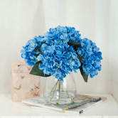 pollen &amp; fauna 30cm Blue Faux Hydrangea Arrangement in Glass Vase