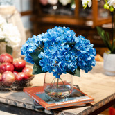 pollen &amp; fauna 30cm Blue Faux Hydrangea Arrangement in Glass Vase