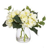 pollen &amp; fauna 30cm Cream Faux Hydrangea Arrangement in Glass Vase