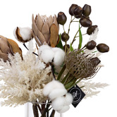 pollen &amp; fauna 38cm Faux Dried Look Protea Arrangement with Glass Vase