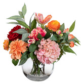 pollen &amp; fauna 40cm Faux Tulip &amp; Eucalyptus Mixed Arrangement in Vase