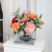pollen &amp; fauna 40cm Faux Tulip &amp; Eucalyptus Mixed Arrangement in Vase