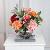 pollen &amp; fauna 40cm Faux Tulip &amp; Eucalyptus Mixed Arrangement in Vase