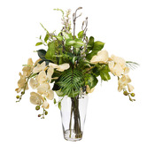 pollen &amp; fauna 76cm Faux Orchid Arrangement with Glass Vase