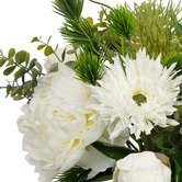 pollen &amp; fauna 30cm Faux Peony &amp; Banksia Mixed Arrangement with Glass Vase