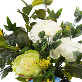 pollen &amp; fauna 46cm Faux Dahlia &amp; Mimosa Arrangement in Glass Vase