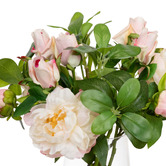 pollen &amp; fauna 36cm Pink Faux Peony &amp; Rose Arrangement with Glass Vase