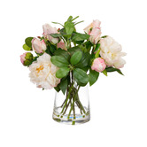 pollen &amp; fauna 36cm Pink Faux Peony &amp; Rose Arrangement with Glass Vase