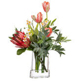 pollen &amp; fauna 56cm Faux Tulip Mixed Arrangement in Glass Vase