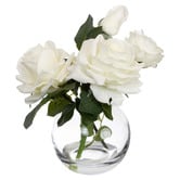 pollen &amp; fauna 23cm White Faux Rose with Fishbowl Vase