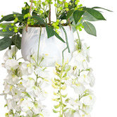 pollen &amp; fauna 75cm Potted Faux Hanging Cream Wisteria Plant