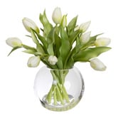 pollen &amp; fauna 29cm White Faux Tulip Arrangement with Glass Vase