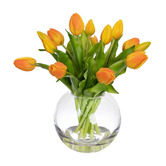 pollen &amp; fauna 29cm Orange Faux Tulip Arrangement with Glass Vase