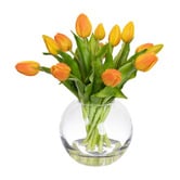 pollen &amp; fauna 29cm Orange Faux Tulip Arrangement with Glass Vase