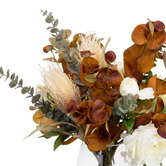 pollen &amp; fauna 62cm Faux Protea &amp; Peony Mixed Arrangement with Glass Vase