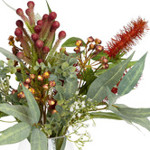 pollen &amp; fauna 50cm Faux Bottle Brush &amp; Eucalyptus Arrangement in Glass Vase
