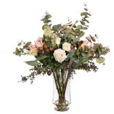 pollen &amp; fauna 80cm Faux Protea Mixed Arrangement with Glass Vase