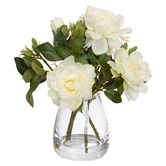 pollen &amp; fauna 25cm White Faux Rose with Vase