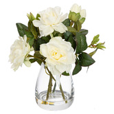 pollen &amp; fauna 25cm White Faux Rose with Vase
