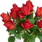 pollen &amp; fauna 38cm Red Faux Rose Arrangement with Glass Vase